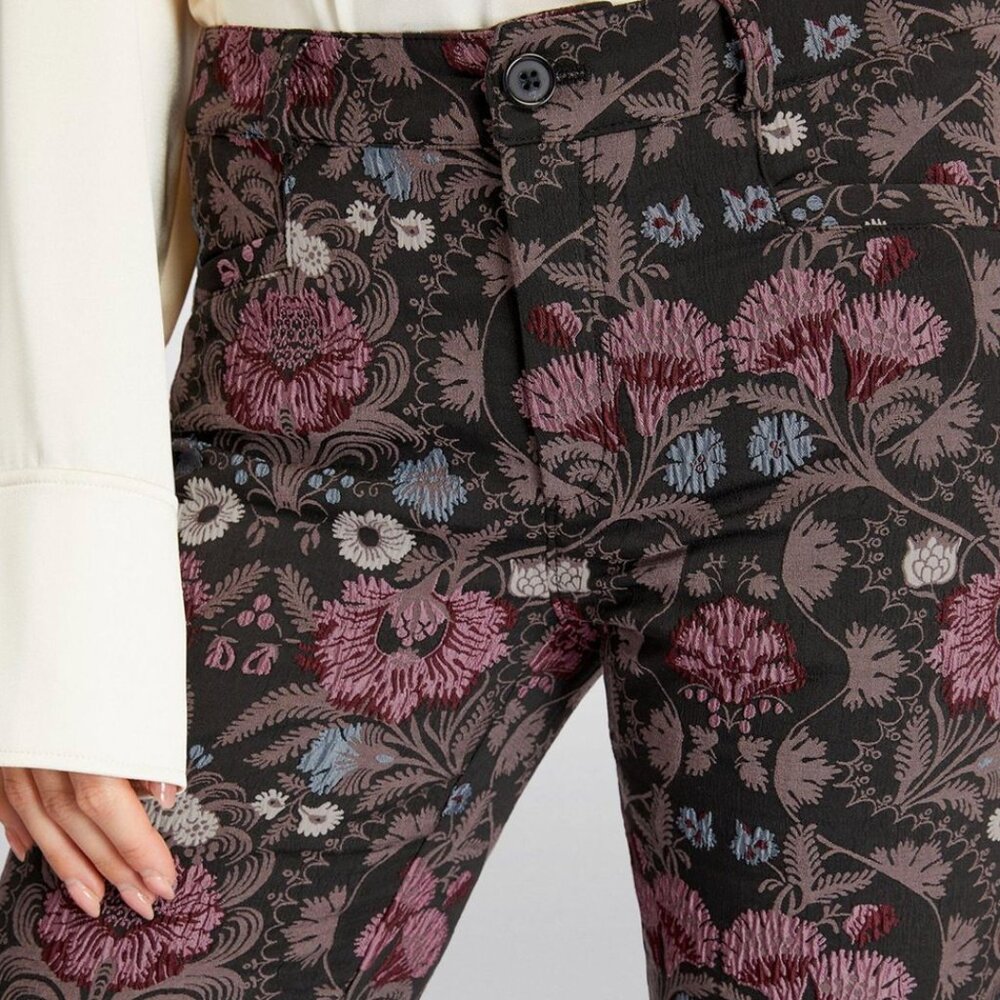 PAIGE Naomi Floral Jacquard Flare Dress Pant NWT - Picture 3 of 13